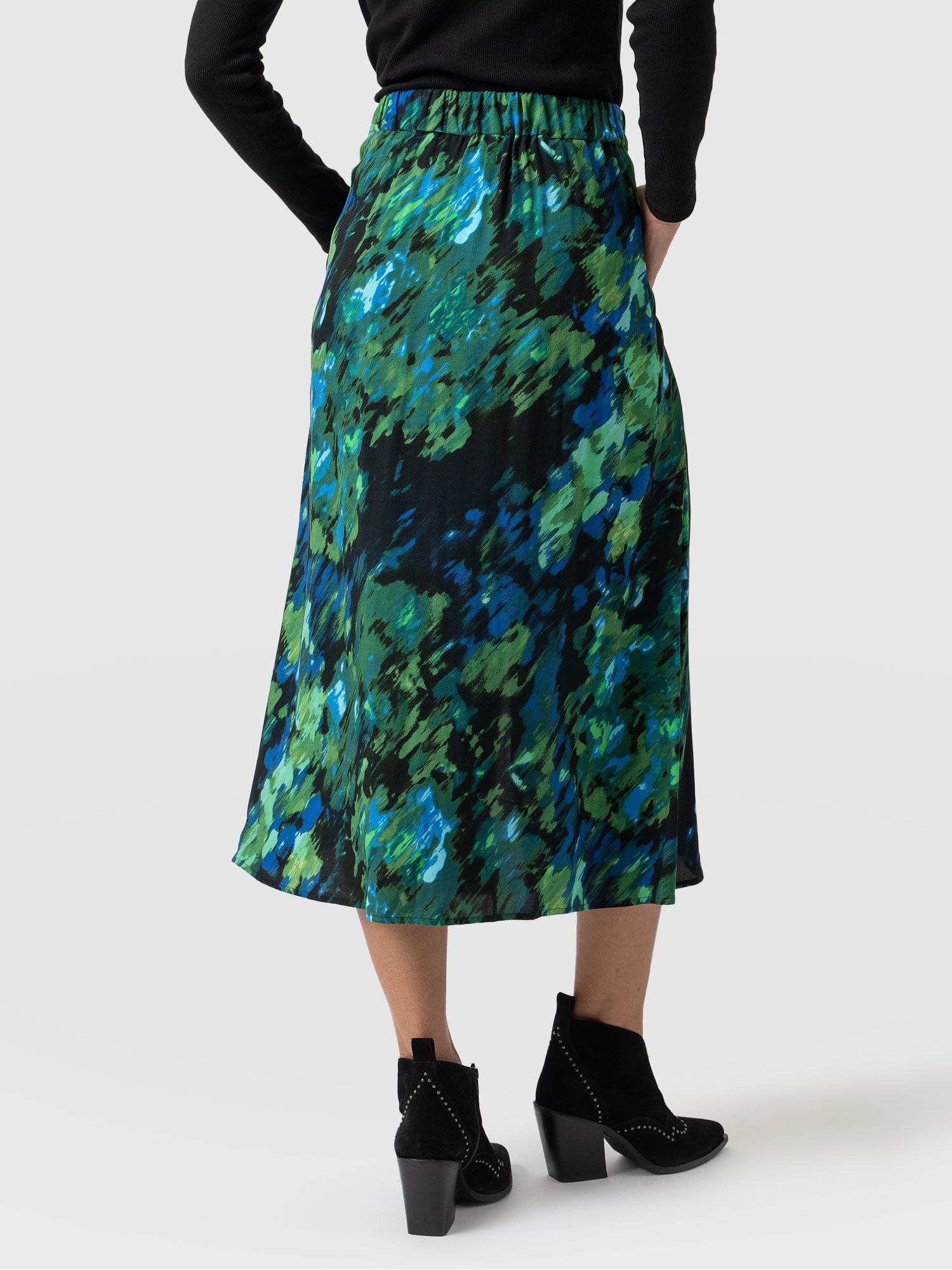 Marina Midi Skirt Green Satellite - Women's Skirts | Saint + Sofia® USA
